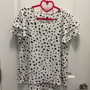 Gilli Black and White Double Ruffled Sleeve Blouse Size M